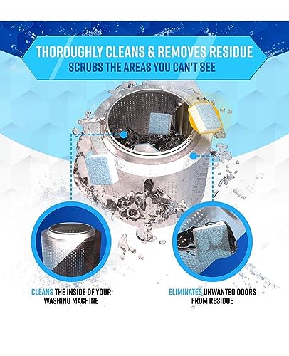 raxtup Washing Machine Cleaner Descaler Deep Cleaning Tablets For HE Front Loader & Top Load Washer, Septic Safe Eco-Friendly Deodorizer, Clean Inside Drum And Laundry Tub Seal